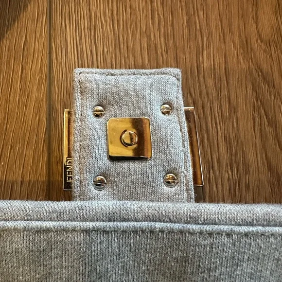 Fendi x Marc Jacobs Grey Ice Jersey Logo Baguette Bag - Picture 5 of 11